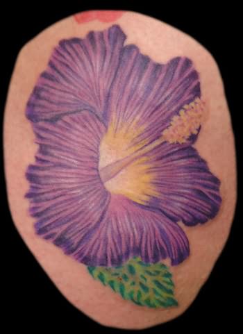 Classic Purple Hibiscus Flower Tattoo Design