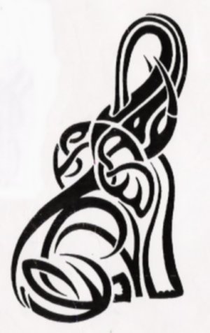 Classic Tribal Elephant Tattoo Stencil