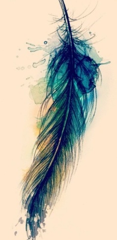 Classic Watercolor Feather Tattoo Design
