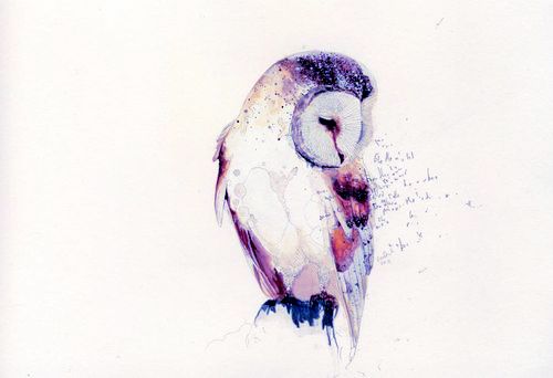 Classic Watercolor Owl Tattoo Design