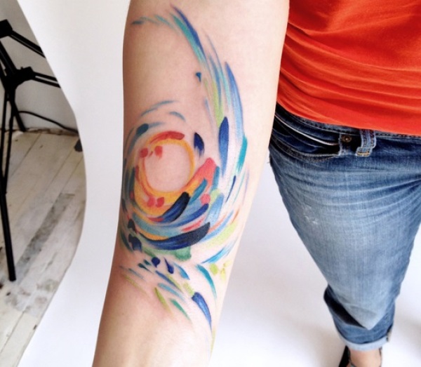 Classic Watercolor Tattoo On Forearm