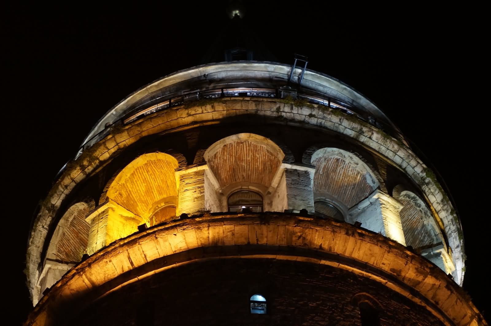Closeup Of The Galata Tower At Night