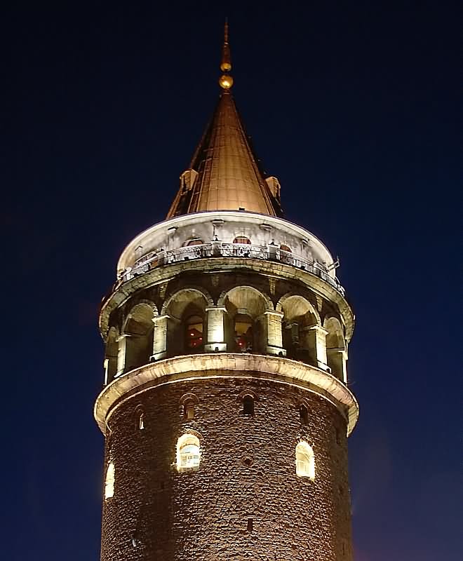Closeup Of The Galata Tower Nigth View Image