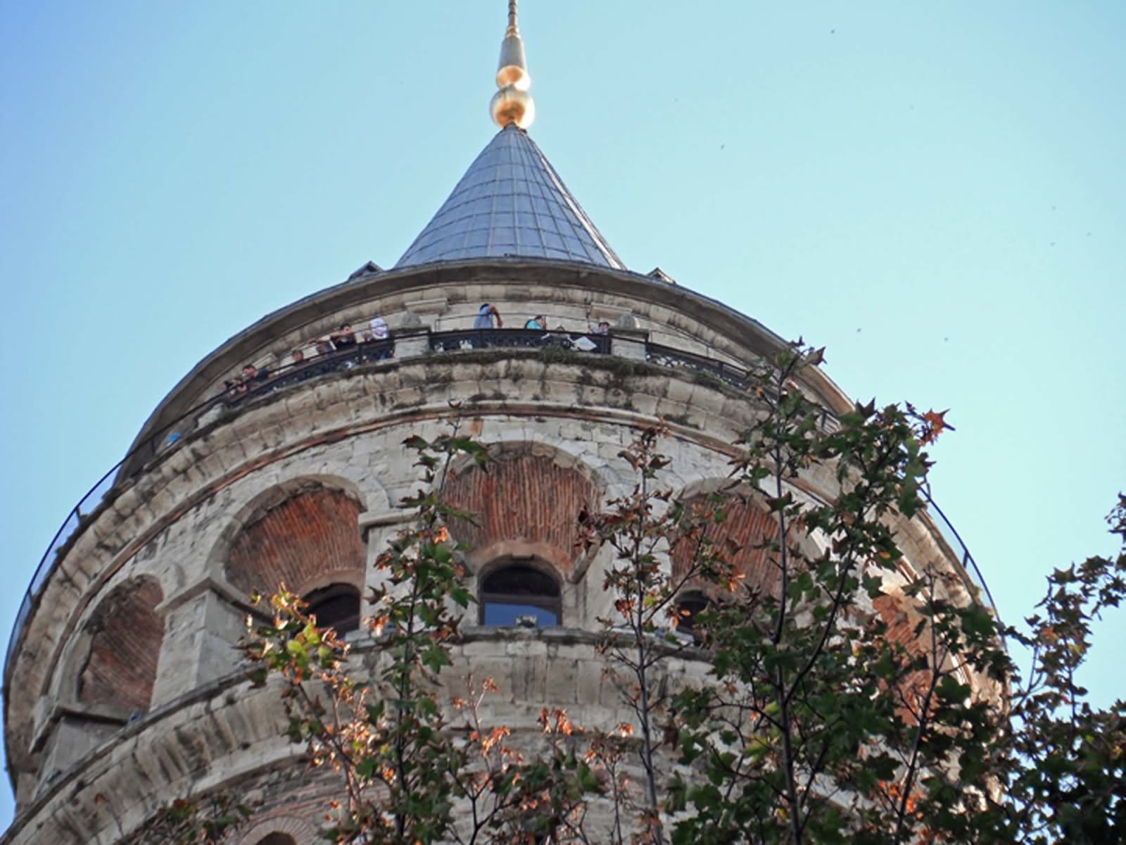 Closeup Of The Top Of The Galata Tower