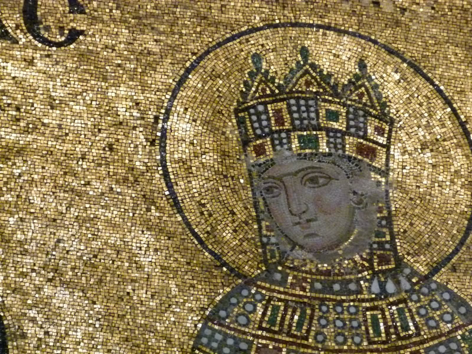 Closeup Of Zoe Mosaic Inside The Hagia Sophia
