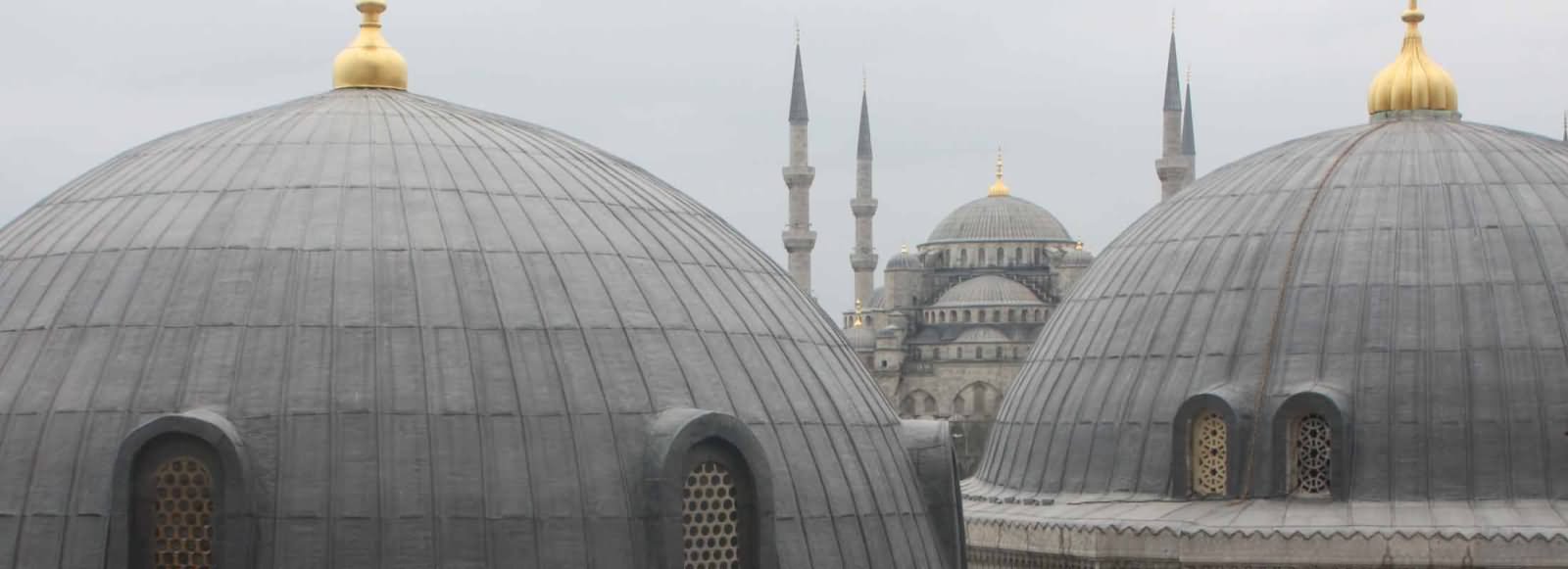 Closeup of The Dome Of The Blue Mosque Exterior View