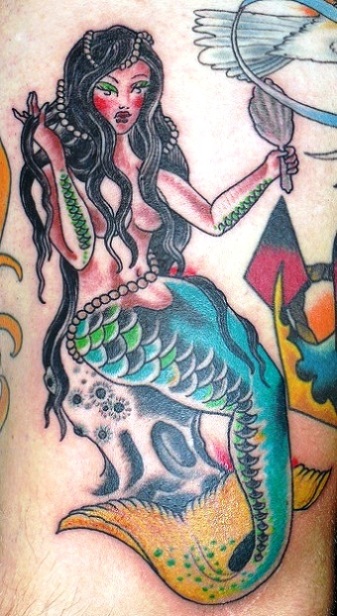 Colored Aquarius Mermaid Tattoo Image