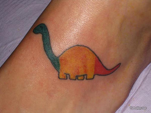 Colorful Dinosaur Tattoo On Foot