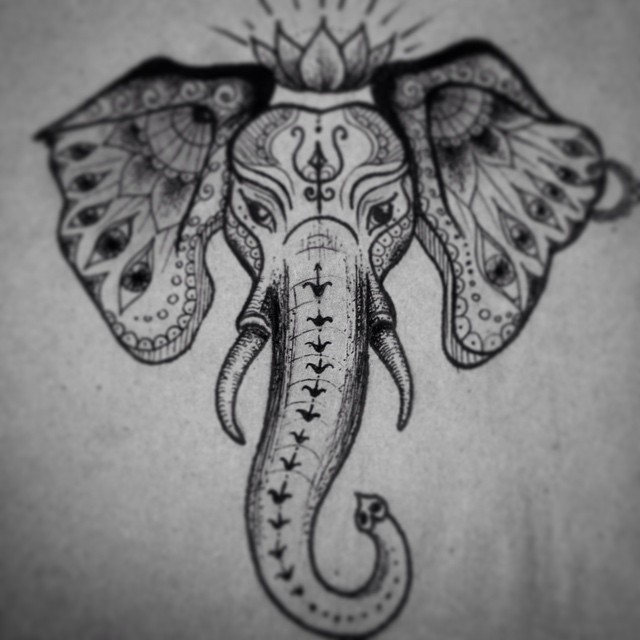 Cool Indian Elephant Face Tattoo Design