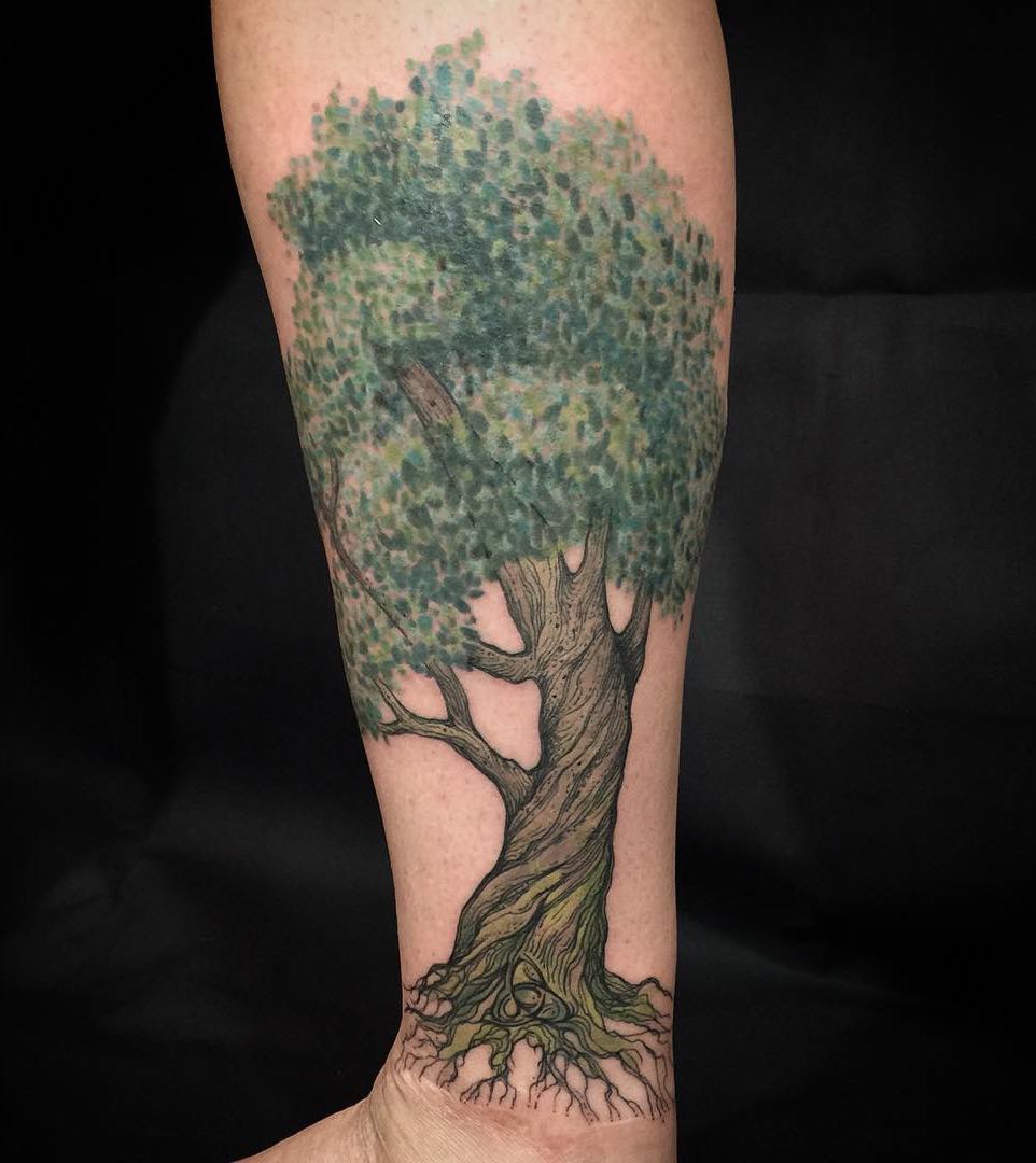 Cool Tree Tattoo Design For Forearm