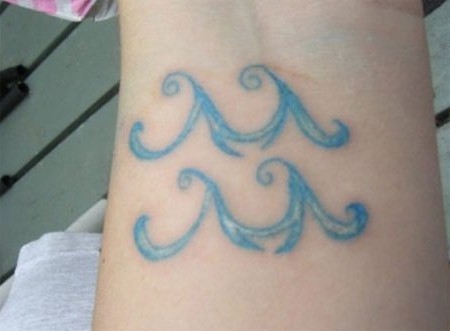 Cute Blue Aquarius Tattoo On Wrist