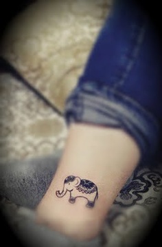 Cute Little Indian Elephant Tattoo On Leg