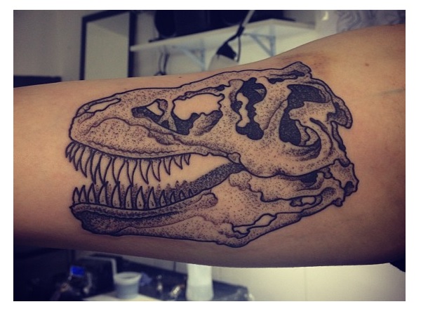 Dinosaur Skull Tattoo On Bicep