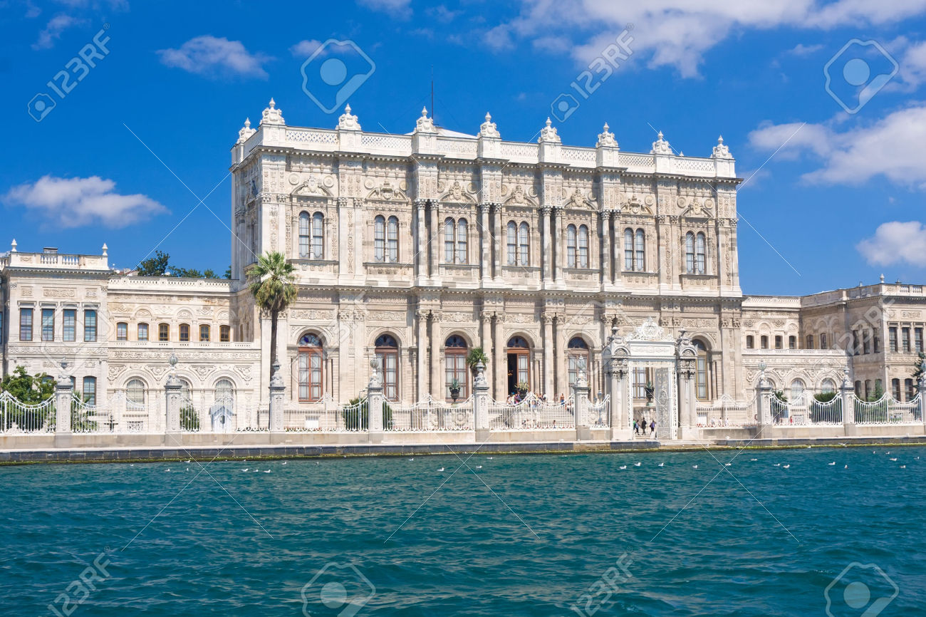 Dolmabahce Palace And Bosphorus In Istanbul, Turkey