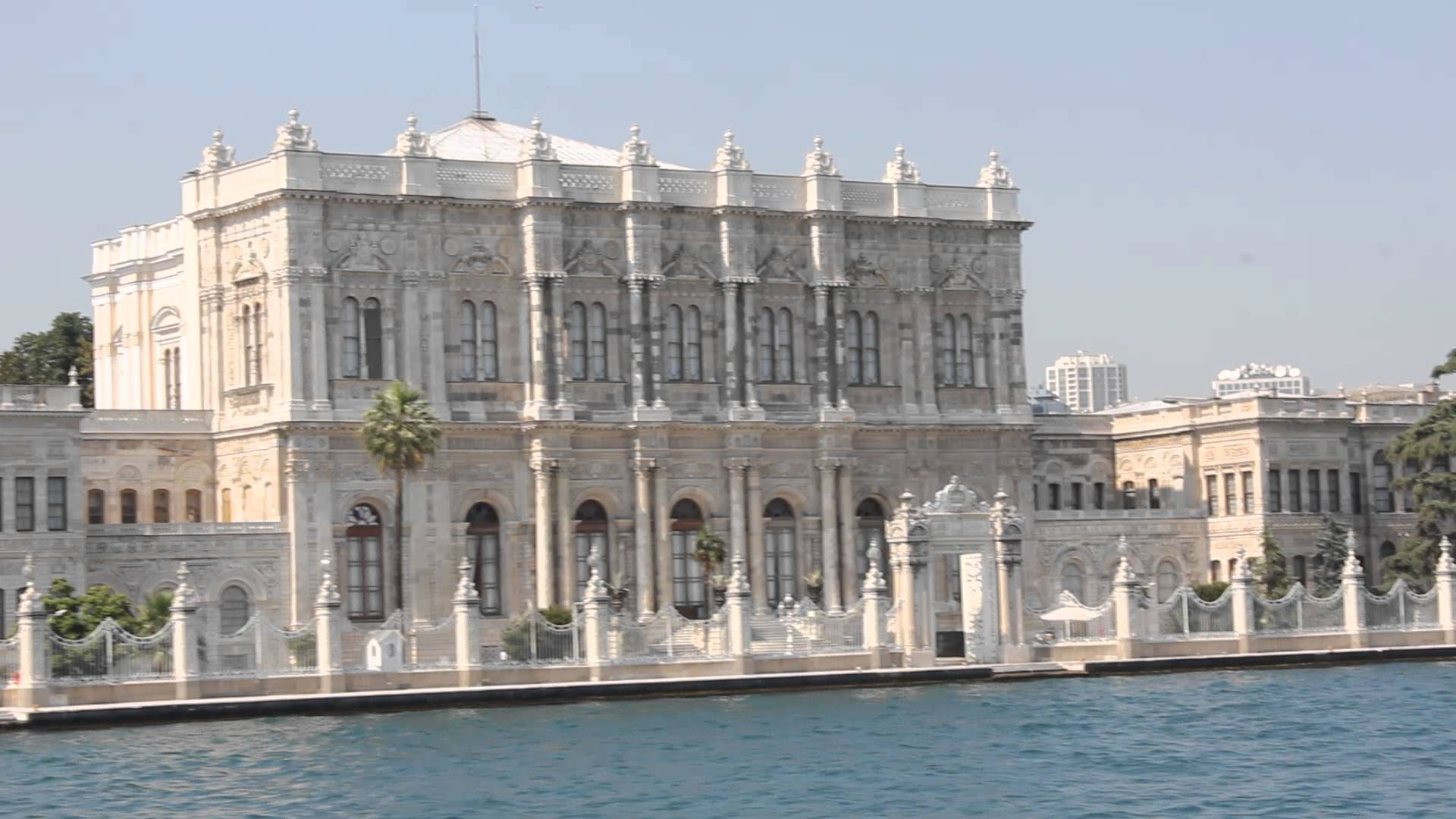 Exterior View Of The Dolmabahce Palace Across The River