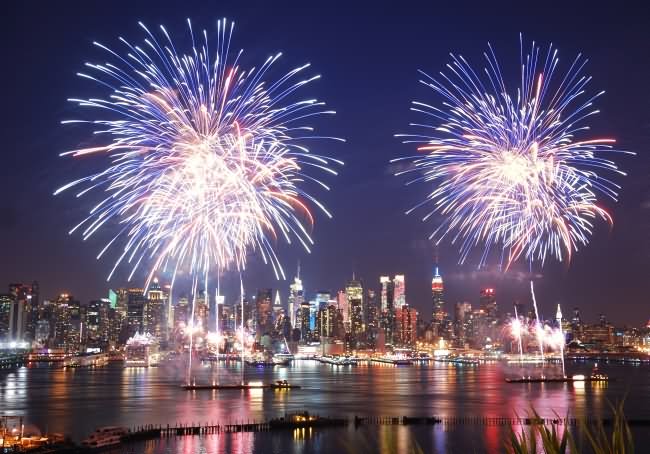 Fireworks Over The New York City On The Independence Day United States