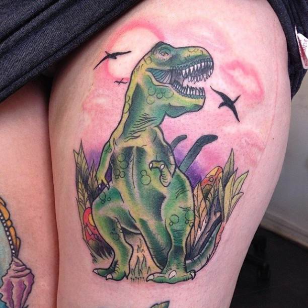 9+ Amazing Dinosaur Tattoos On Thigh