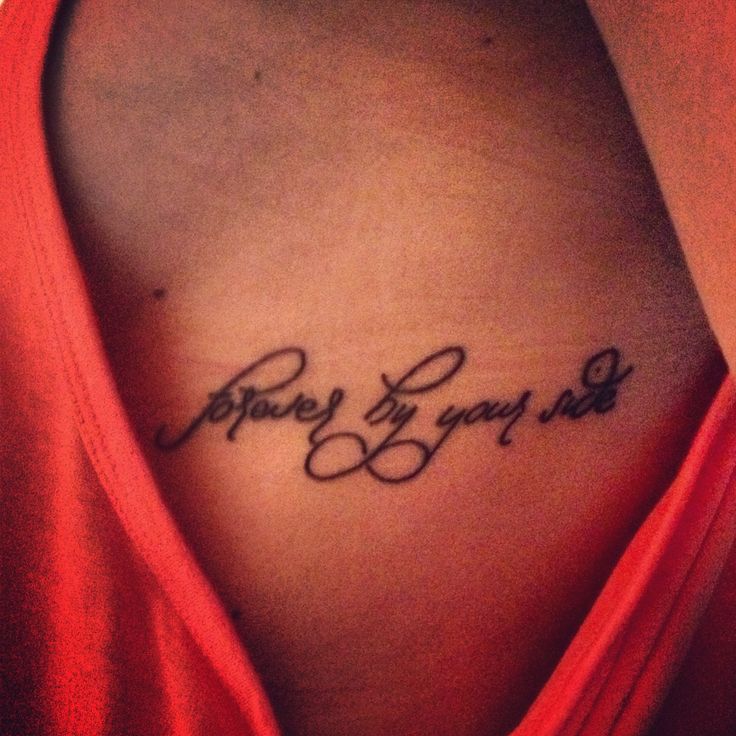 Forever By Your Side Lettering Tattoo On Side Rib