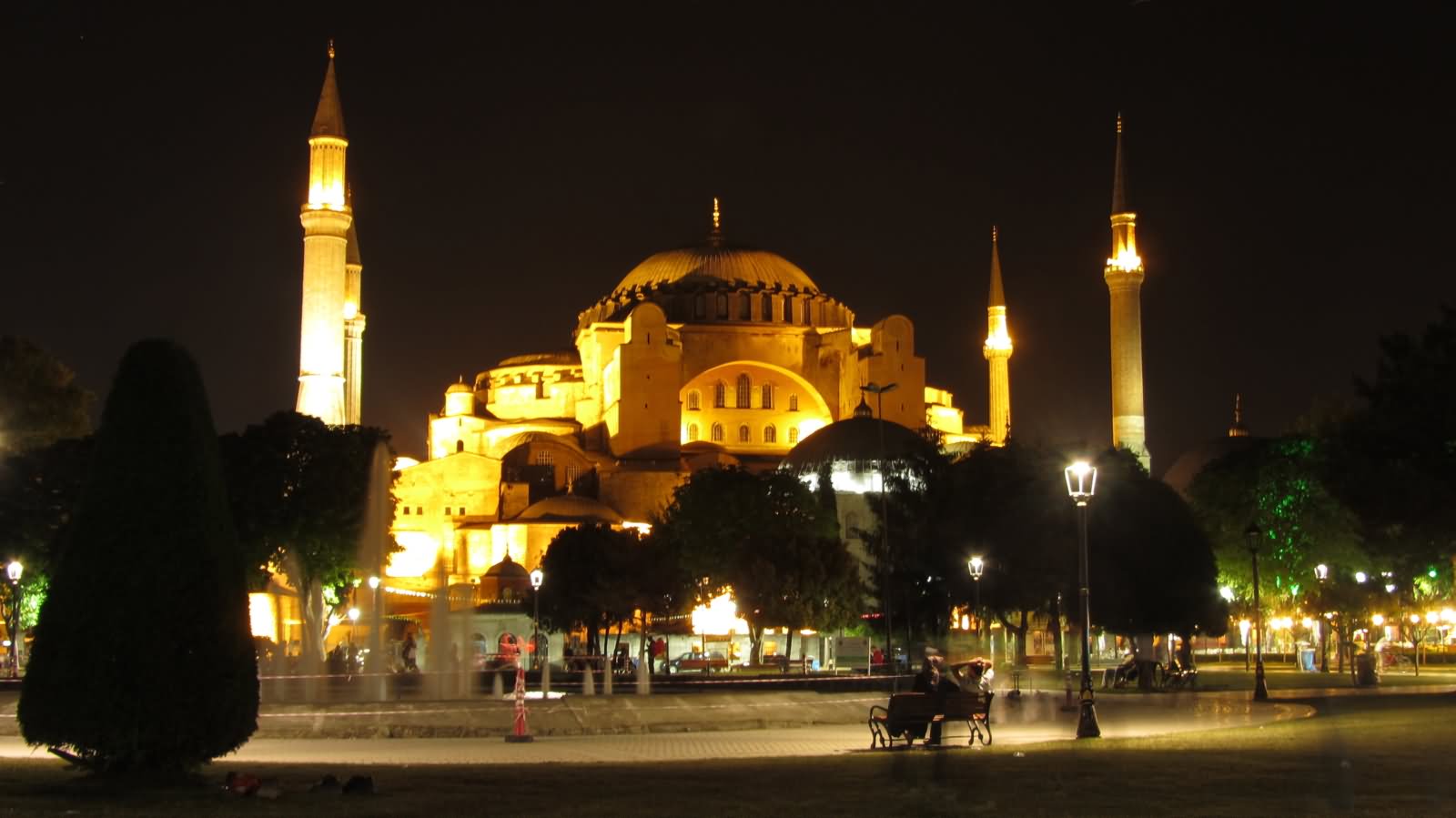 Front Night View Of The Hagia Sophia, Istanbul