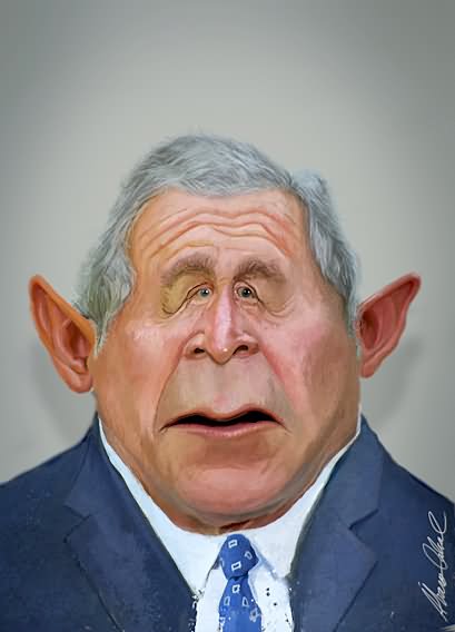 Funny Caricatures George Bush Face Picture