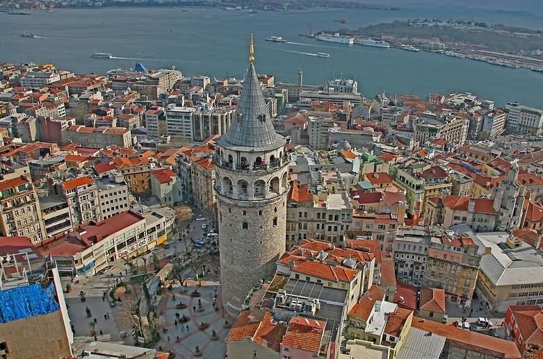 Galata Tower Aerial View Image