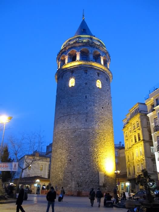 Galata Tower Illuminated At Night