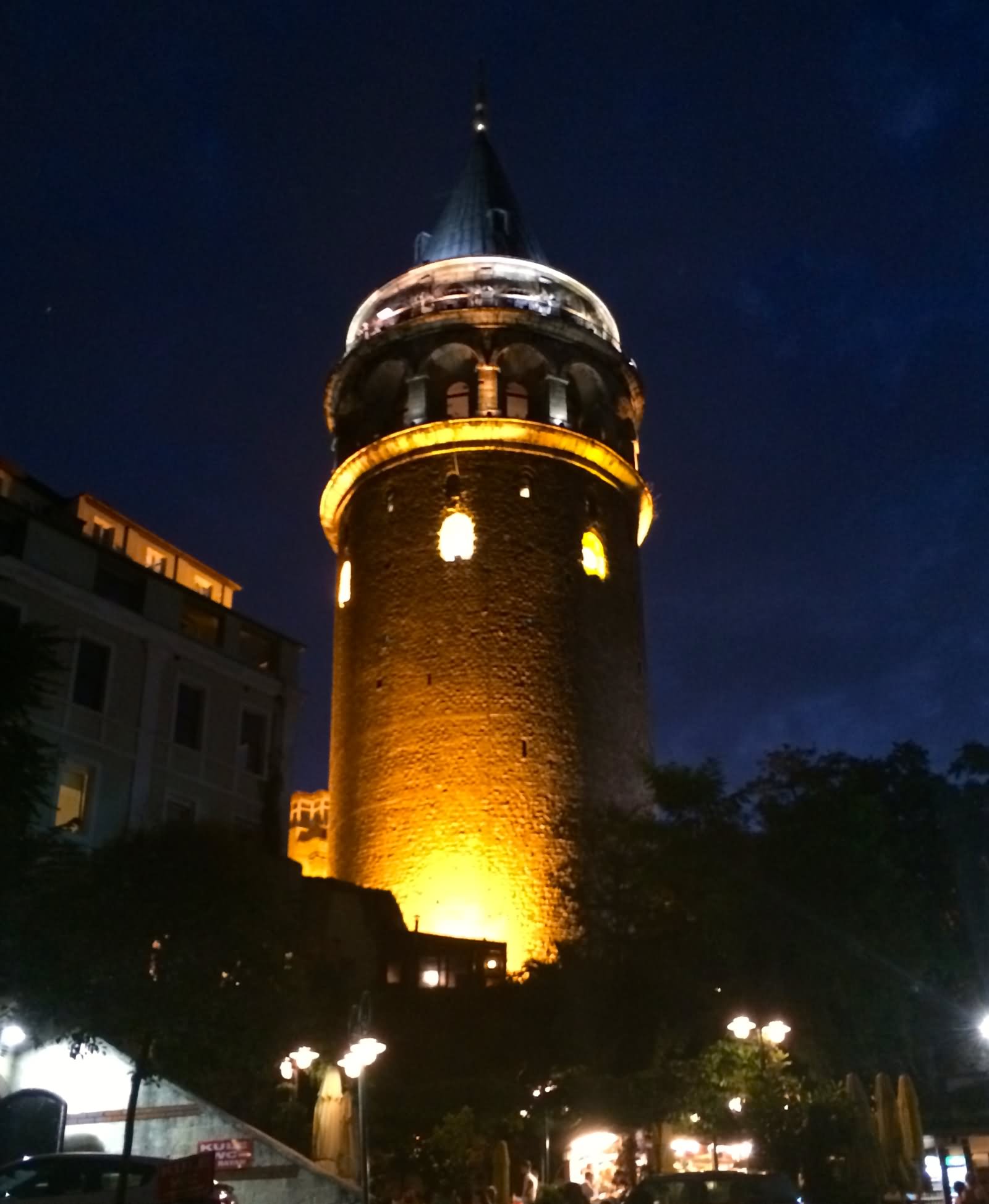 Galata Tower Lit Up At Night In Istanbul
