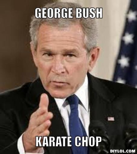 George Bush Karate Chop Funny Meme Picture