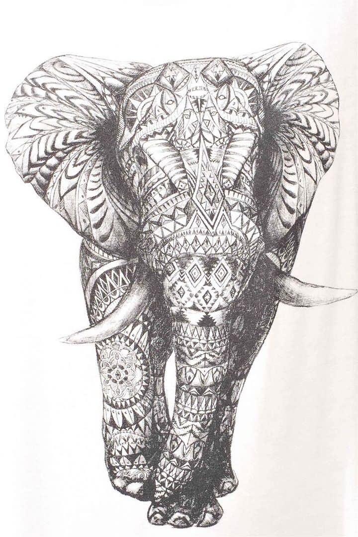 Grey Ink Polynesian Indian Elephant Tattoo Design