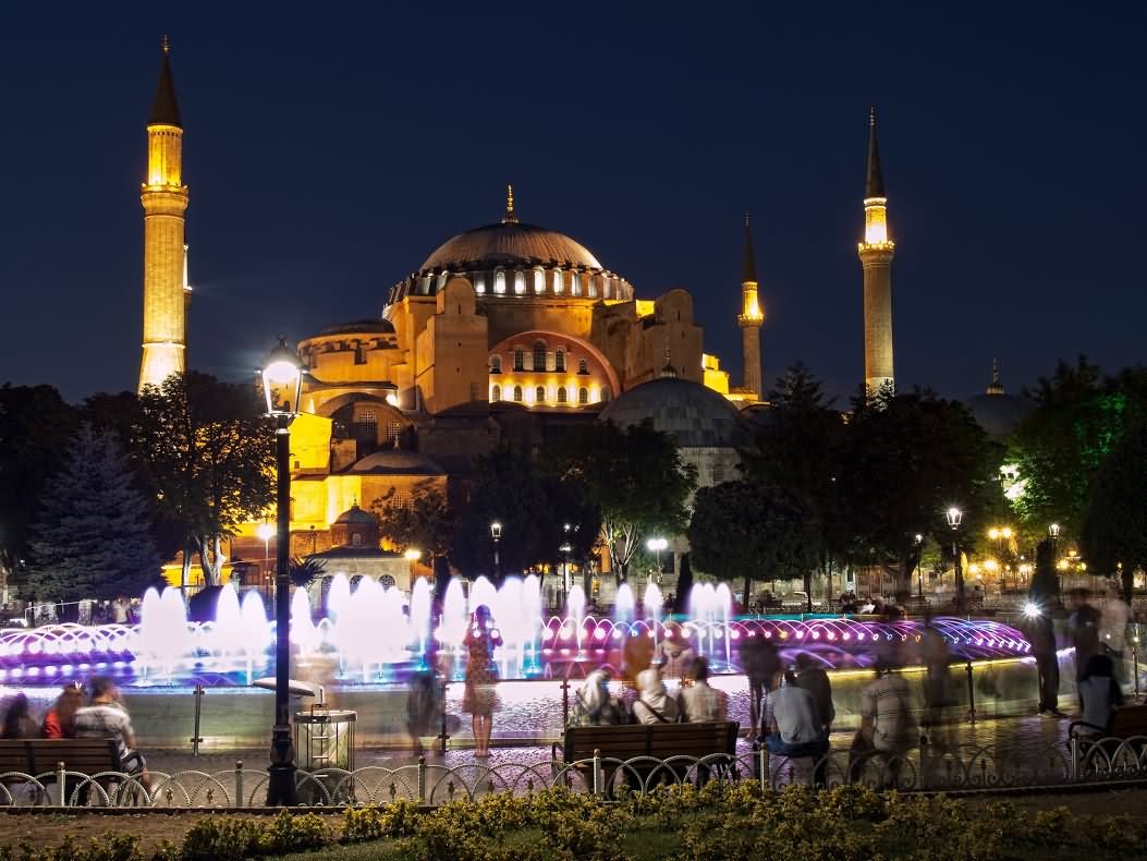 Hagia Sophia Museum In Istanbul Night Picture