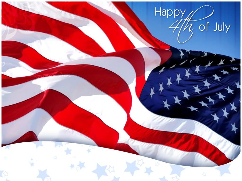 Happy 4th Of July Waving American Flag
