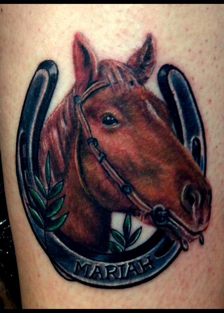 Horse Head With Horseshoe Tattoo