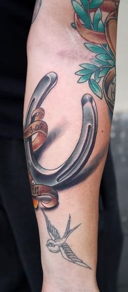 Horseshoe Tattoo On Left Forearm