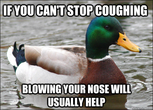 If You Can't Stop Coughing Blowing Your Nose Will Usually Help Funny Stop Meme Image