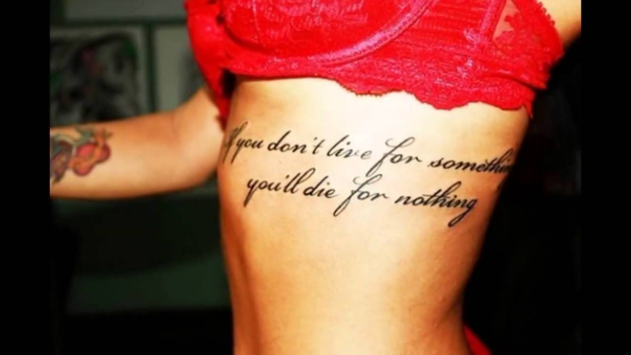 If You Don't Live For Something You'll Die For Nothing Quote Tattoo On Girl Left Side Rib