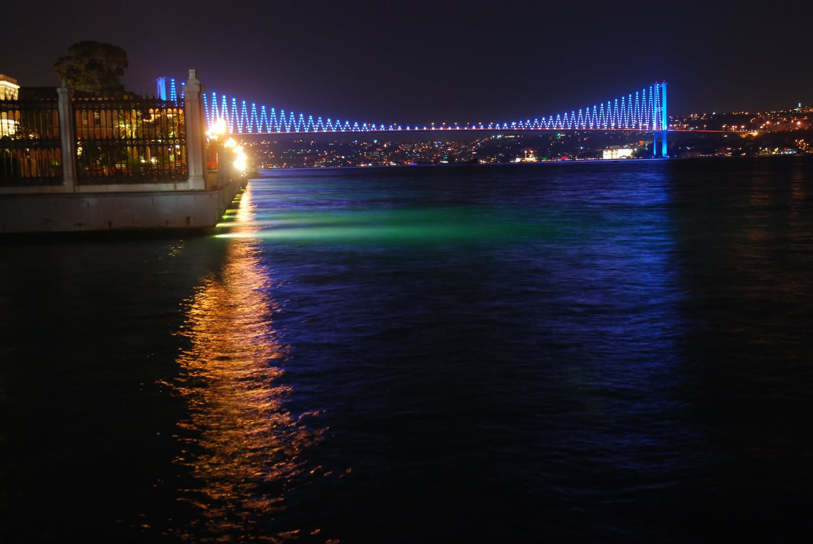Incredible Night Lights On The Bosphorus Bridge