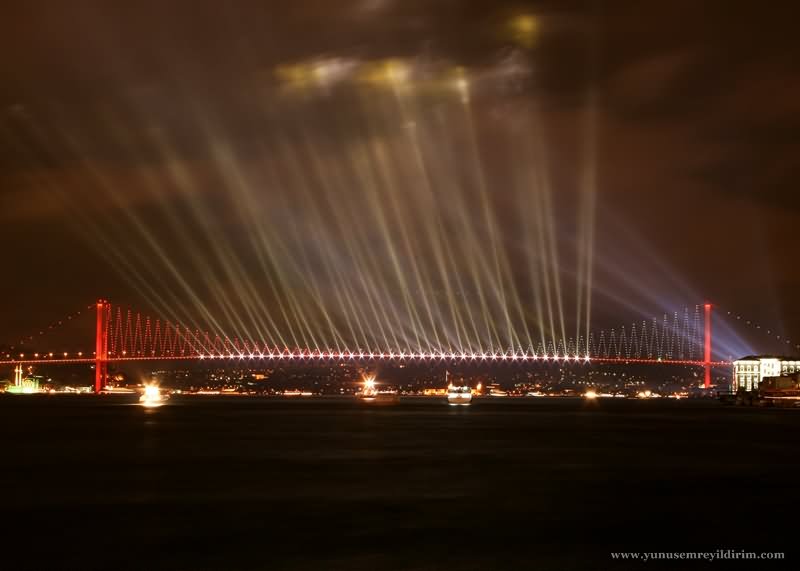 Incredible Night Lights On The Bosphorus Bridge