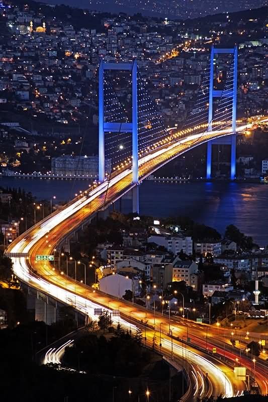 Incredible Night View Of The Bosphorus Bridge