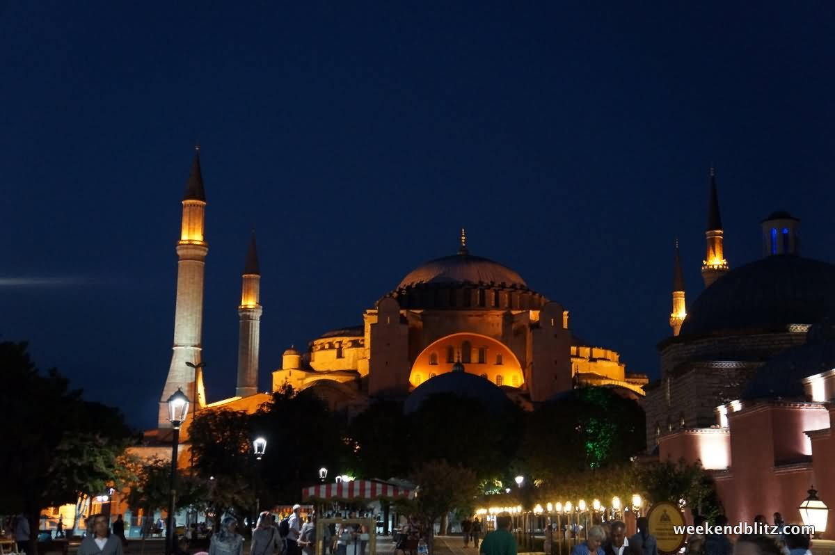Incredible Night View Of The Hagia Sophia