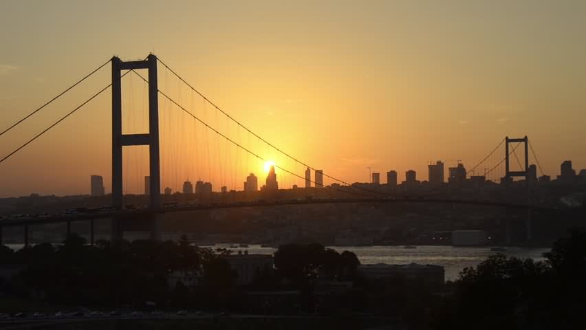 Incredible Silhouette View Of The Bosphorus Bridge During Sunset