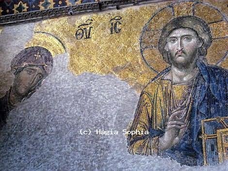 Jesus Mosaic Inside The Hagia Sophia Church In Istanbul
