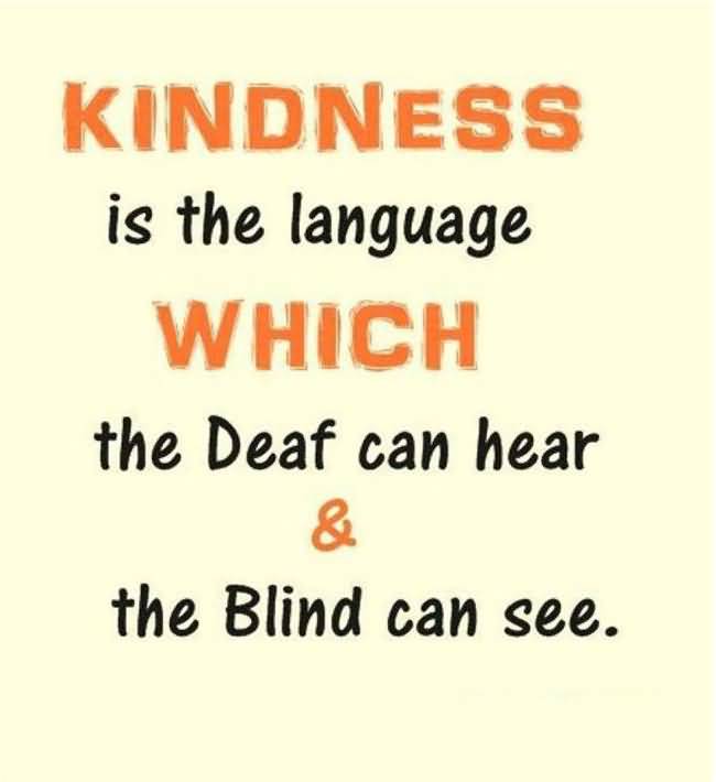 Kindness is the language which the deaf can hear & the blind can see
