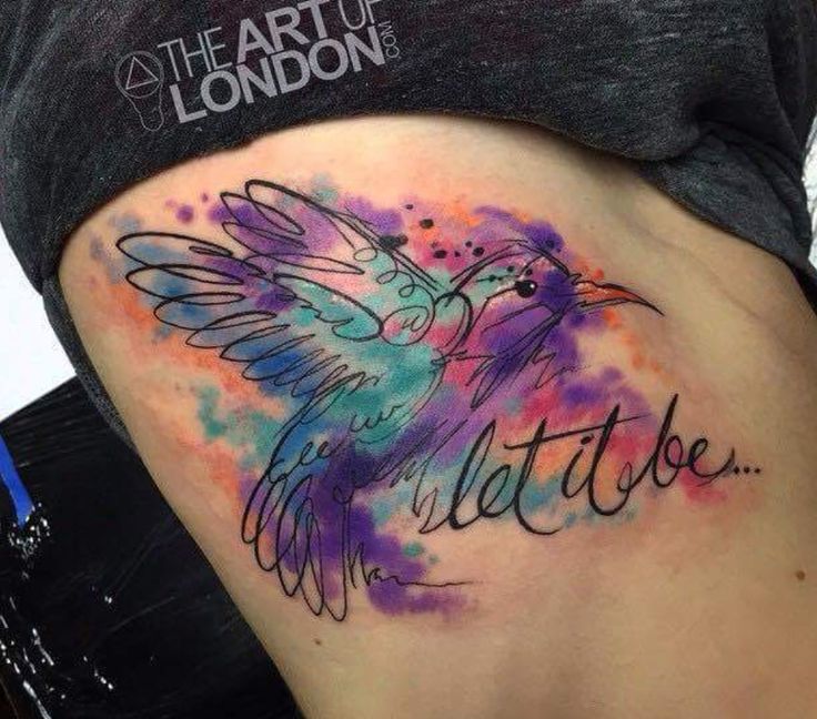 Let It Be - Watercolor Flying Birds Tattoo Design