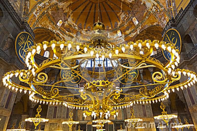Lighting Chandelier Inside The Hagia Sophia, Istanbul