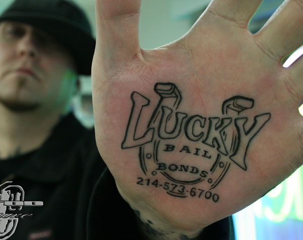 Lucky Horse Shoe Tattoo On Left Palm