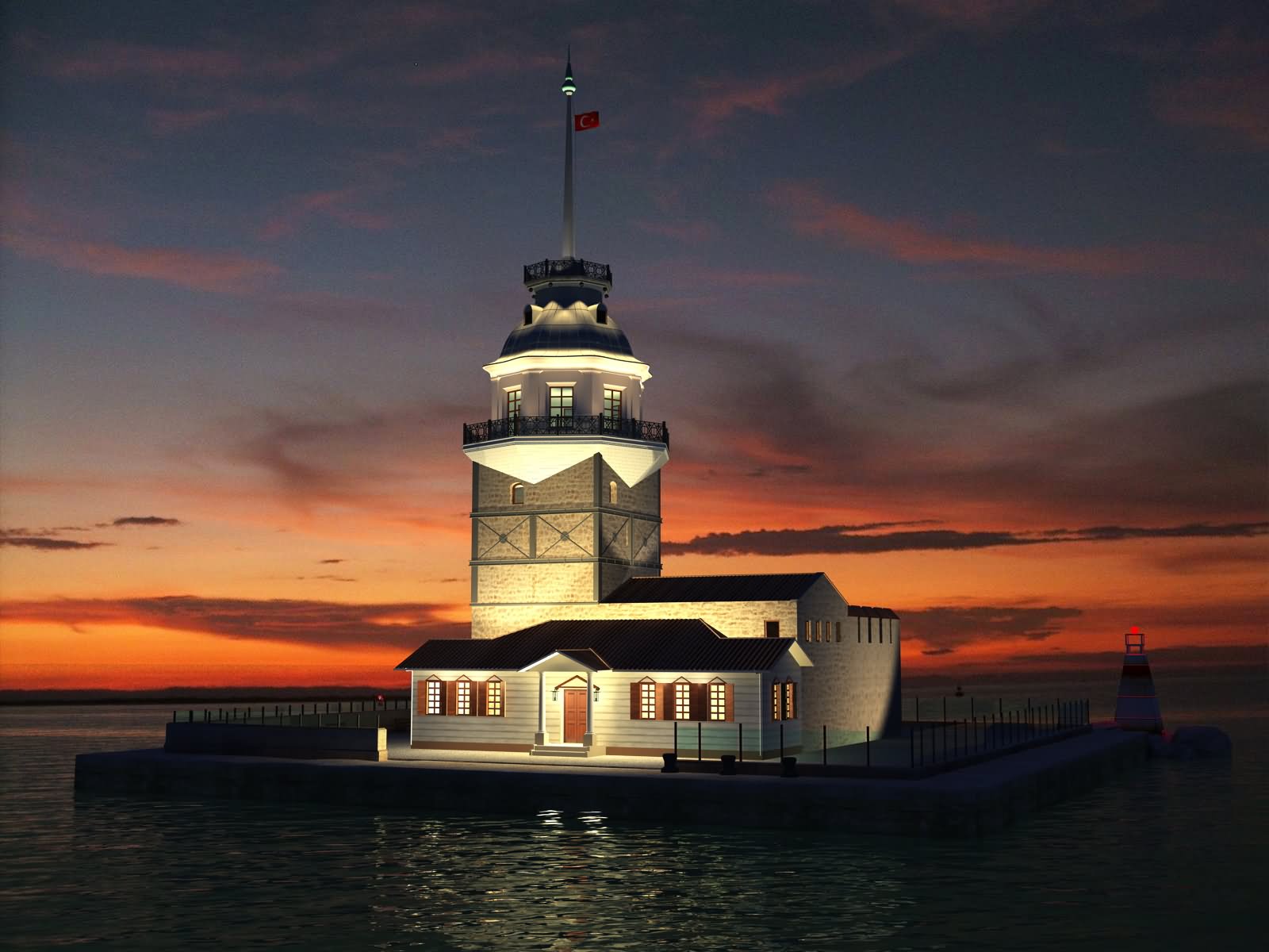 Maiden's Tower During Dusk Picture