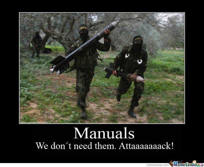 Manuals We Don't Need Them Attack Funny Terrorist Poster Image