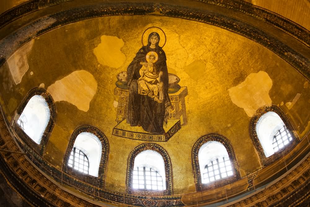 Mosaic Inside The Hagia Sophia At Istanbul