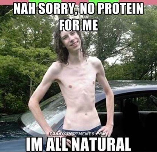 Nah Soorry No Protein For Me I Am Natural Funny Muscle Meme Image
