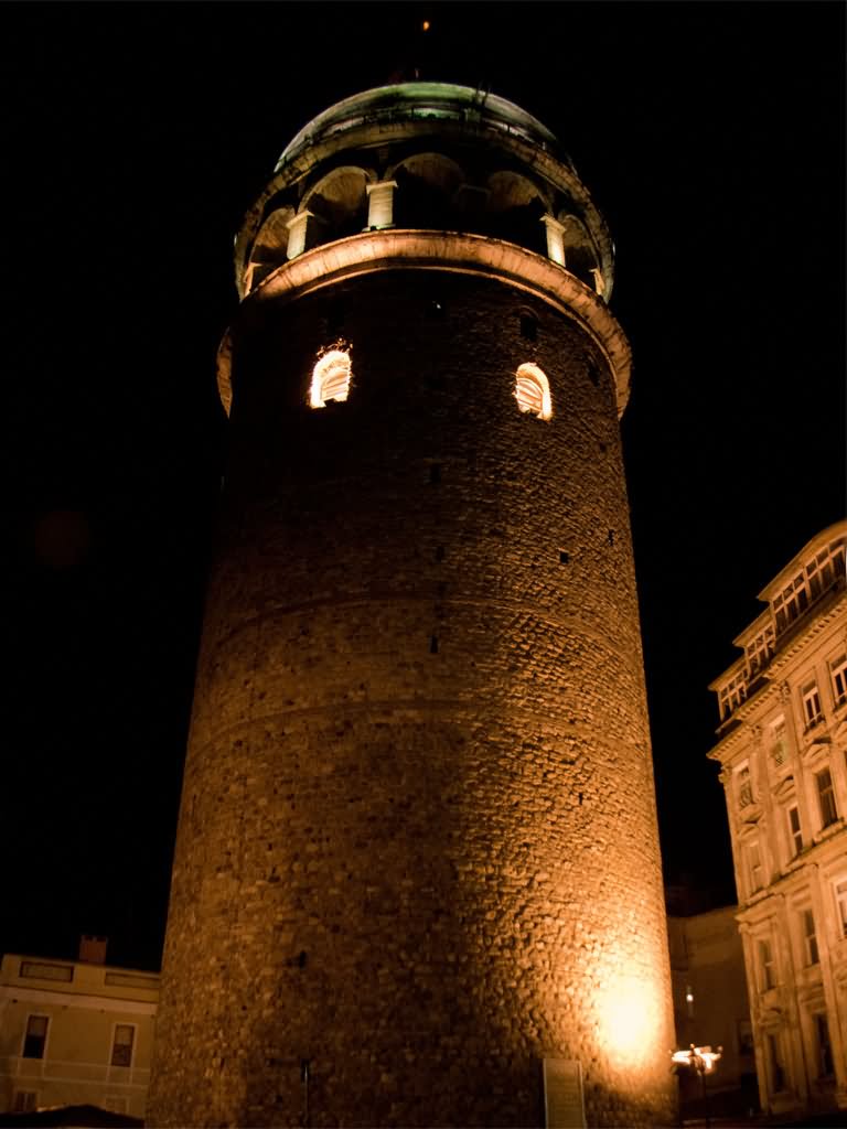 Night Picture Of Galata Tower From Below